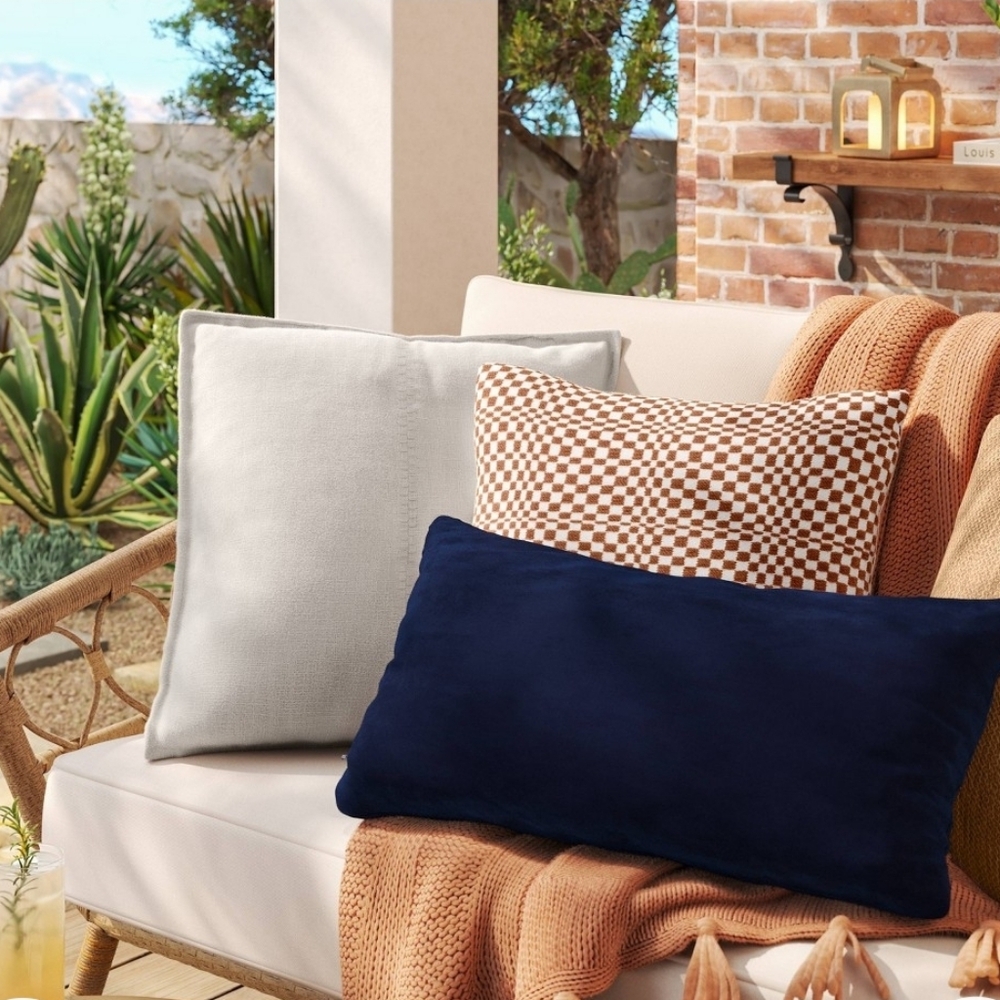 New with tags! Threshold Cozy Outdoor Pillow Cover Navy Blue 12 x 24